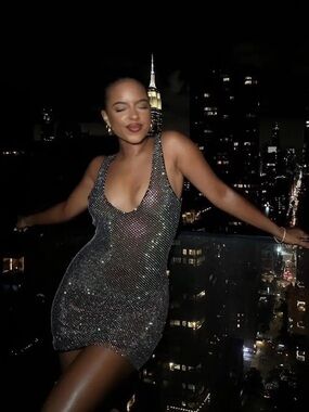 Rhinestone Embellished Black Mini Dress